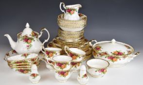 Royal Albert dinner and teaware decorated in the Old Country Roses pattern including teapot, sugar