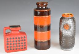 Three retro / mid century modern West German pottery vases including Haldensleben and Bay