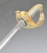 British 1821 style Cavalry officer's dress sword with brass hilt, shagreen and wire to grip and an