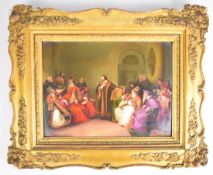 19thC Berlin / KPM porcelain plaque of Jan Hus at the Council of Constance (1414-1418) signed F.