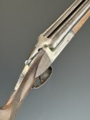 Laurona 12 bore side by side ejector shotgun with engraved locks, underside, trigger guard, thumb