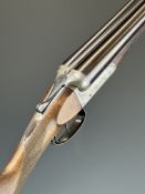 Charles Lancaster 12 bore side by side ejector shotgun with named and engraved locks, engraved