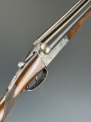 AYA No 3 12 bore side by side shotgun with named and engraved locks, engraved underside trigger