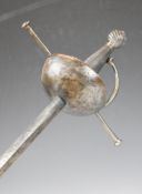 English cup hilt rapier marked Whites London to 80cm double edged blade. PLEASE NOTE: WE ARE NOT