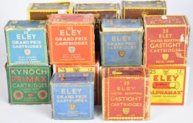 Sixteen boxes of 10, 12 and 16 bore Eley and Kynoch collector's shotgun cartridges including Grand