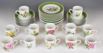 Hutschenreuther twelve place setting coffee service with named botanical decoration