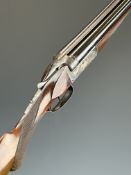 Belgian 20 bore side by side shotgun with chequered semi-pistol grip and forend, double trigger