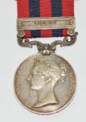 India General Service Medal 1854 with clasp for Pegu named to Thomas Donohough, 1st Madras Fusiliers