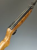 Webley Mark 3 .22 under-lever air rifle with plaque inset to the stock and semi-pistol grip,