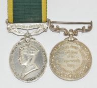 Territorial Army Efficiency Medal named to 887112 J W Grice, RA, together with an Indian Army