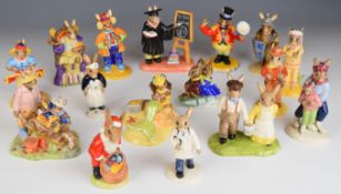 Sixteen Royal Doulton Bunnykins figures including examples from the Past Times, Professionals,