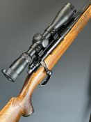 Laufstahl Voere .308 bolt-action rifle with chequered semi-pistol grip and forend, raised cheek