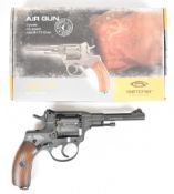 Gletcher NGT F .177 CO2 air pistol / revolver with textured faux wooden grips and fixed sights,