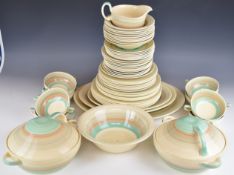Susie Cooper for Crown Works dinner ware decorated in the Wedding Band pattern, approximately