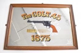 Colt revolver shop display or advertising mirror 'The COLT .45 1875', in wooden frame, 62x87cm.
