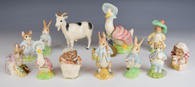 Twelve Beswick Beatrix Potter figures, mostly gold editions, etc all boxed