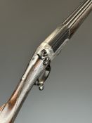 John Rigby & Co 12 bore hammer action shotgun with named and engraved lock, engraved hammer,