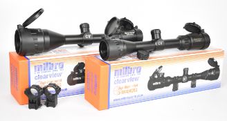 Two Milbro Clearview dual-illuminated rifle scopes 3-9x40 A0EG and 3-9x50 A0EG, both in original