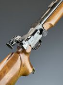 BSA Martini-Henry .22 underlever-action target rifle with left handed stock, semi-pistol grip,