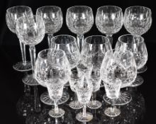 Seventeen Waterford Crystal Lismore drinking glasses comprising six hock, six liqueur and five
