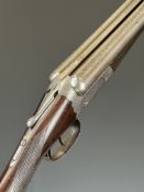 William Powell & Son 12 bore side by side ejector shotgun with named and engraved locks, engraved