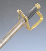 Continental sword similar to British 1796 pattern with brass hilt, fluted grip and 80cm straight