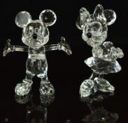Two Swarovski Disney figures Mickey and Minnie Mouse, 10cm tall.