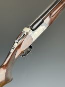 AYA Yeoman 12 bore over and under ejector shotgun with named and locks, and underside, chequered