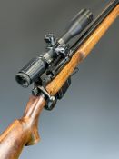 Parker-Hale 7.62 bolt-action target rifle with receiver stamped 'No4 Mk2 (F)', semi pistol grip,