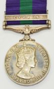 British Army General Service Medal with clasp for Cyprus named to 23419438 Signalman NFS Whatley,