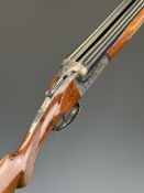Eibar Ibargun 12 bore side by side shotgun with engraved locks, underside, trigger guard, thumb