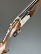 Franchi 12 bore over under ejector shotgun with named and engraved locks, engraved underside and