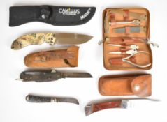 Four various knives comprising Mappin & Webb 'Trustnorth' clasp knife with seven blades and