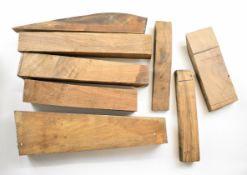 Eight figured walnut shotgun or rifle stock, forend and stock extension blanks, the stock blanks