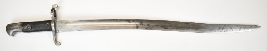 British 1863 pattern Whitworth bayonet with external leaf spring, some stamps to ricasso and 58cm