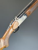 Lanber 12 bore over and under ejector shotgun with gold named and engraved locks, engraved
