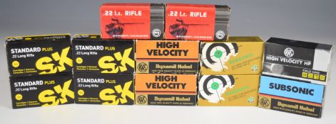 Six hundred .22 rifle cartridges including RWS High Velocity, High Velocity HP and Subsonic and SK