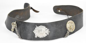 British Army London Rifle Brigade Officer's shoulder belt with white metal devices, lion mask