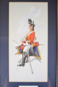 Watercolour Trooper 2nd Dragoons (Scots Greys) 1815, bespoke commission signed Ray 2001, 33 x 55cm