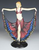 Josef Lorenzl for Goldscheider Art Deco figurine 'Butterfly Girl', model number 6399, with incised