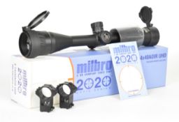 Milbro 2020 Optic Series 4-14x40 A0IR UHD rifle scope, in original box with instructions and