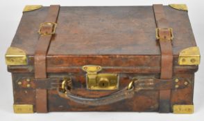 Cogswell & Harrison leather and brass bound shotgun cartridge magazine with fitted interior and 'E