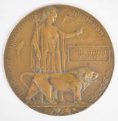 WW1 Memorial Plaque or Death Penny for Albert Stanley Williams