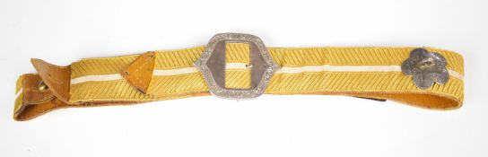 Victorian or Edward VII hallmarked silver mounted cross belt with hallmarked silver pricker