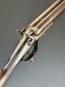 J & W Tolley 10 bore side by side hammer action shotgun with named and engraved locks, line engraved