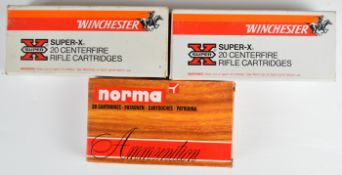 Fifty eight .22-250 Remington rifle cartridges Winchester Super-X and Normal, all in original boxes.