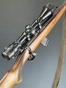 BRNO Model 2 .22 bolt-action rifle with chequered semi-pistol grip and forend, canvas sling, two
