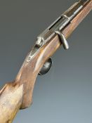French Chassepot 12 bore bolt-action shotgun with chequered semi-pistol grip and forend and 31