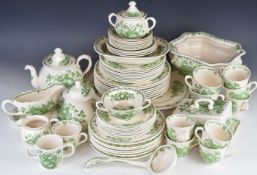 A collection of Mason's 'Fruit Basket' dinner and tea ware with green floral decoration,