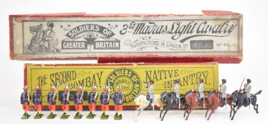 Thirteen Britains painted metal soldiers comprising Indian regiments 3rd Madras Light Cavalry set